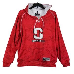 UNRL Striker Ice Men XL Red Digi Camo Hockey Lace Up Hoodie Sweatshirt XL